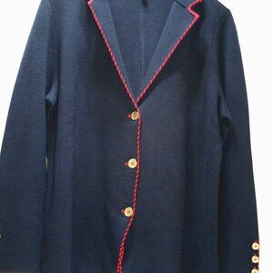 Talbots Plus Size X Merino Wool Sweater Blazer Navy Red Preppy Classic Layering